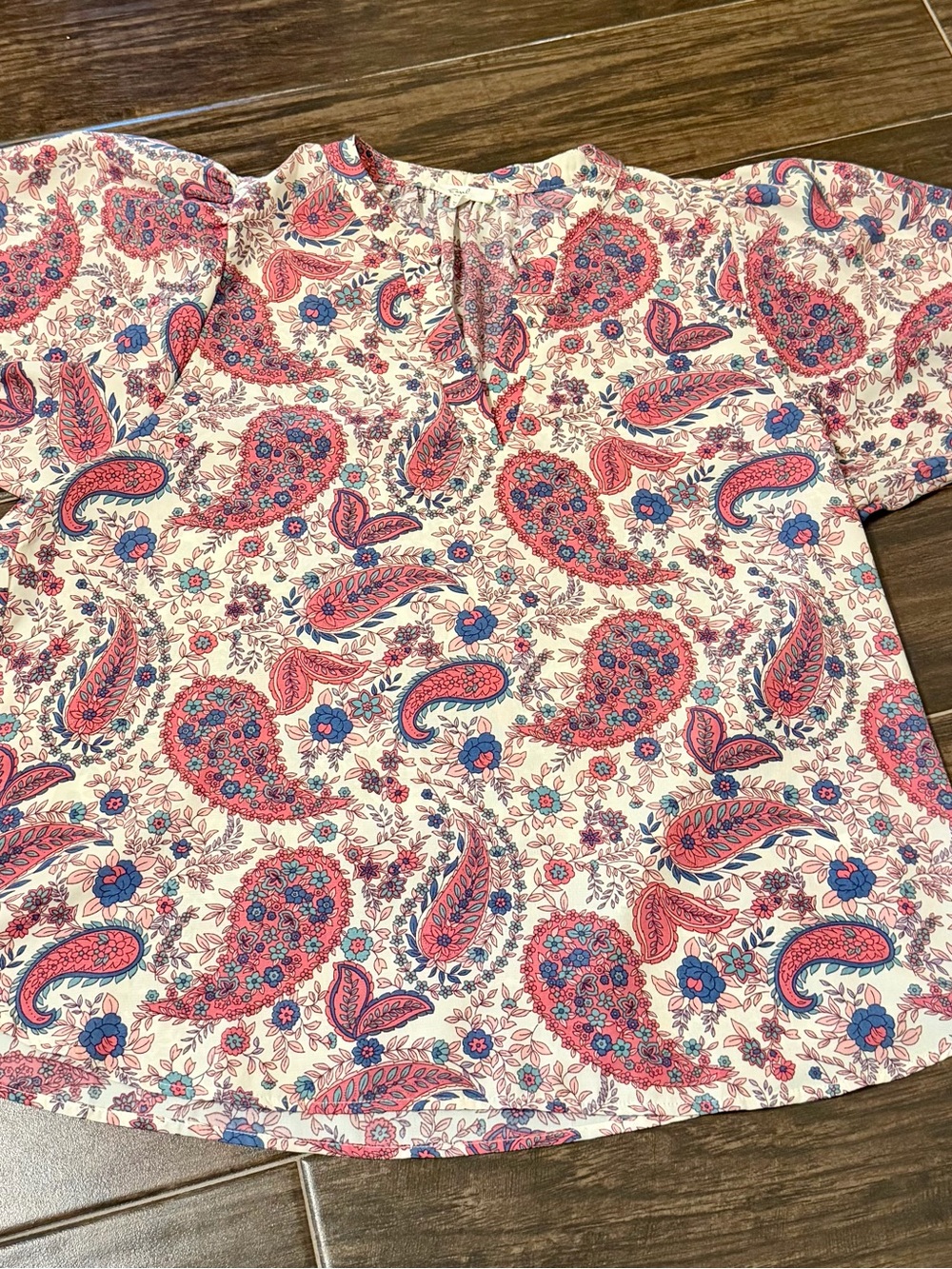 Pink & Blue Paisley Cotton Top